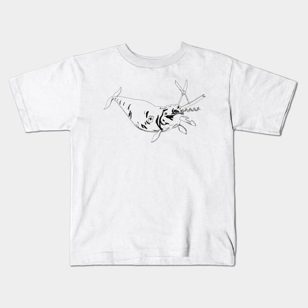 Swiss Army Narwhal Kids T-Shirt by RaLiz